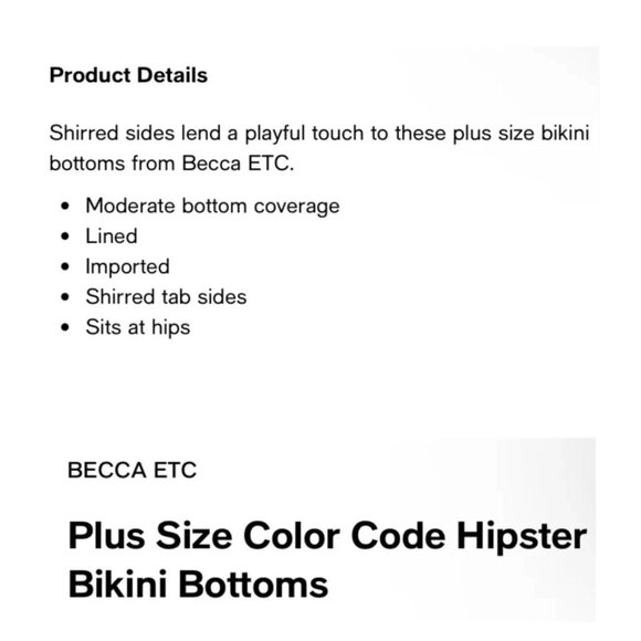 Becca Etc Women Plus Size 3X (22/24) Pink Ruched Hipster Bikini Swim Bottom - Picture 3 of 4